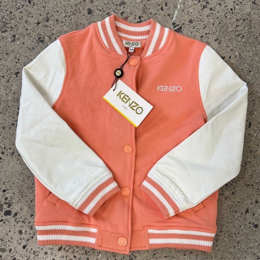 Kenzo Peach Elephant Varsity Jacket - Size 6A - NWT